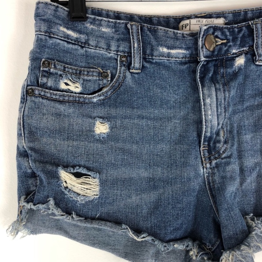 Feee People Distressed Denim Shorts - Picture 4 of 8